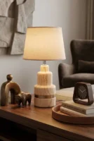 Elivera Nordic Ceramic Wood-Finish Lamp