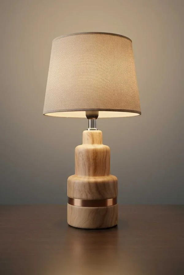 Elivera Nordic Ceramic Wood-Finish Lamp