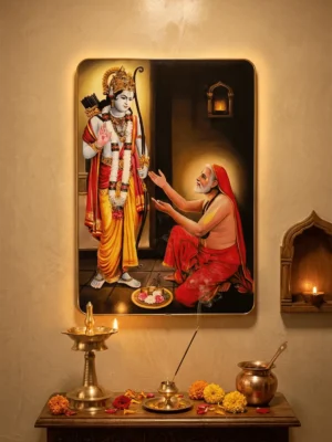 Elivera Raghavendra Swamy with Sri Rama Canvas Wall Art - Divine Grace and Protection