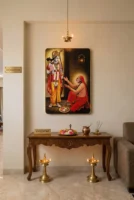 Elivera Raghavendra Swamy with Sri Rama Canvas Wall Art - Divine Grace and Protection