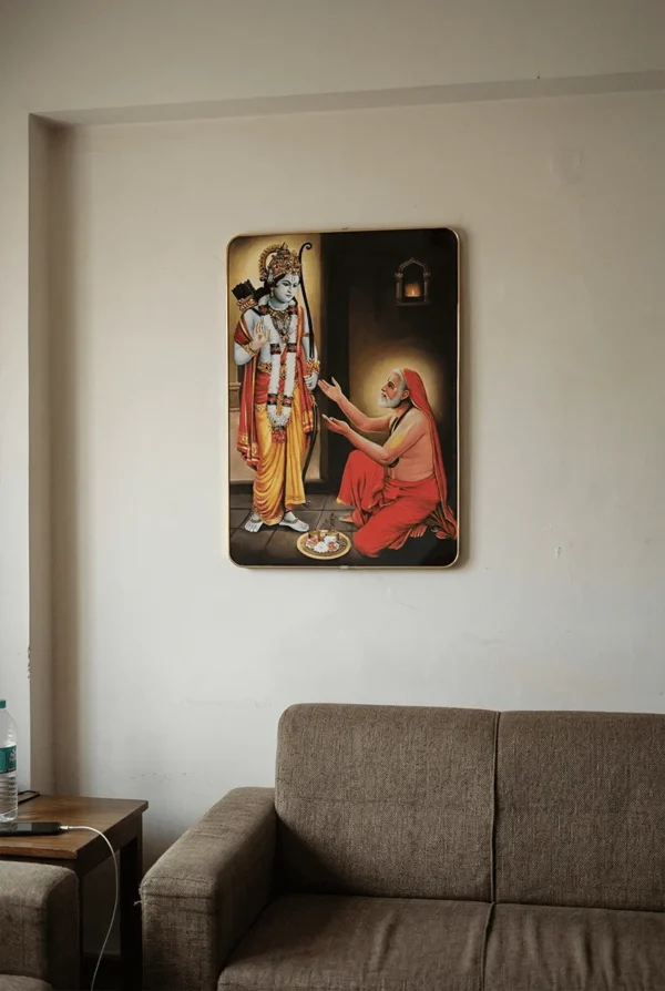 Elivera Raghavendra Swamy with Sri Rama Canvas Wall Art - Divine Grace and Protection