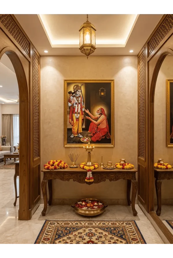 Elivera Raghavendra Swamy with Sri Rama Canvas Wall Art - Divine Grace and Protection