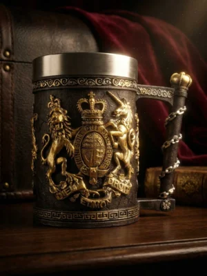 Elivera Royal Crest Vintage Mug - Stainless Steel Inner Decorative Beer Mug