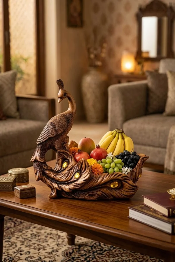 Elivera Royal Peacock Decorative Tray - Artistic Organizer and Tabletop Accent