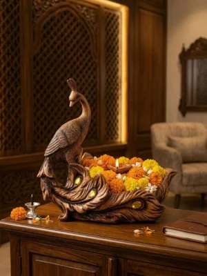 Elivera Royal Peacock Decorative Tray – Artistic Organizer and Tabletop Accent