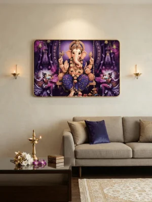 Elivera Royal Purple Ganesha Canvas Wall Art – Symbol of Prosperity and Divine Energy