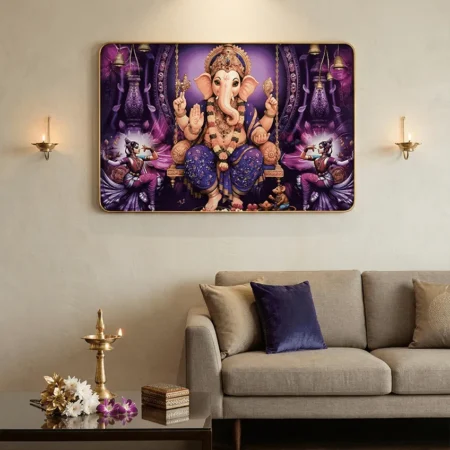 Elivera Royal Purple Ganesha Canvas Wall Art – Symbol of Prosperity and Divine Energy