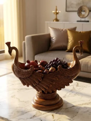 Elivera Royal Twin Peacock Decorative Bowl - Luxury Centerpiece and Elegant Table Accent