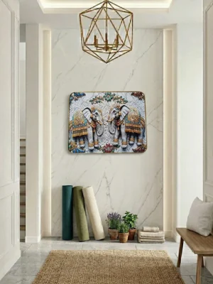 Elivera Royal White Elephant Pair Canvas Wall Art – Symbol of Strength and Prosperity 2