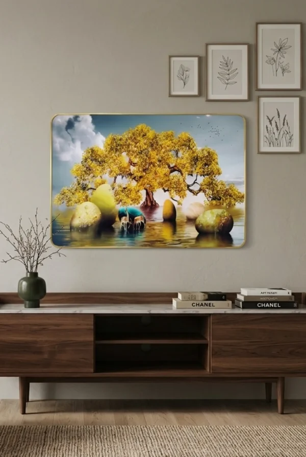 Elivera Sacred Golden Tree of Life Canvas - Symbol of Growth, Balance and Abundance