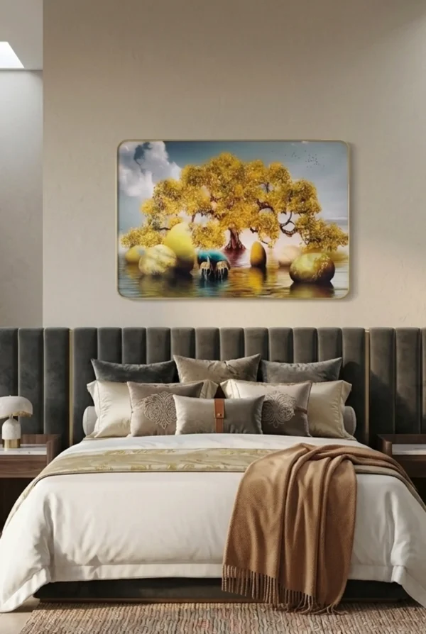 Elivera Sacred Golden Tree of Life Canvas - Symbol of Growth, Balance and Abundance