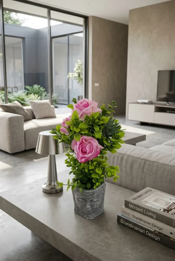 Elivera Serenity Face Planter - Pink Rose Stone Pot