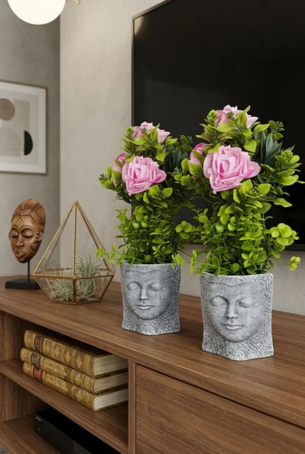 Elivera Serenity Face Planter - Pink Rose Stone Pot