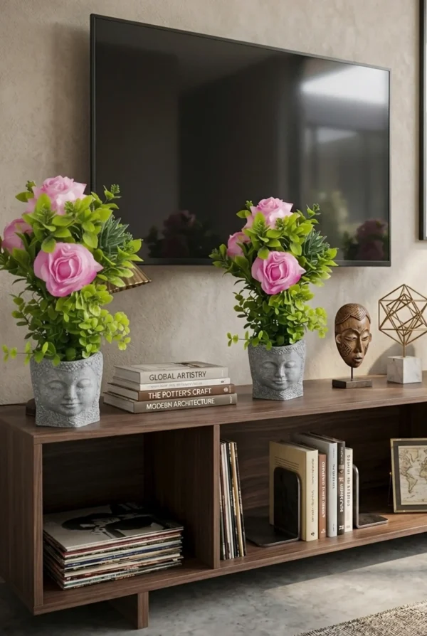 Elivera Serenity Face Planter - Pink Rose Stone Pot