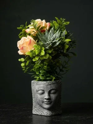 Elivera Serenity Face Planter - White Rose Stone Pot
