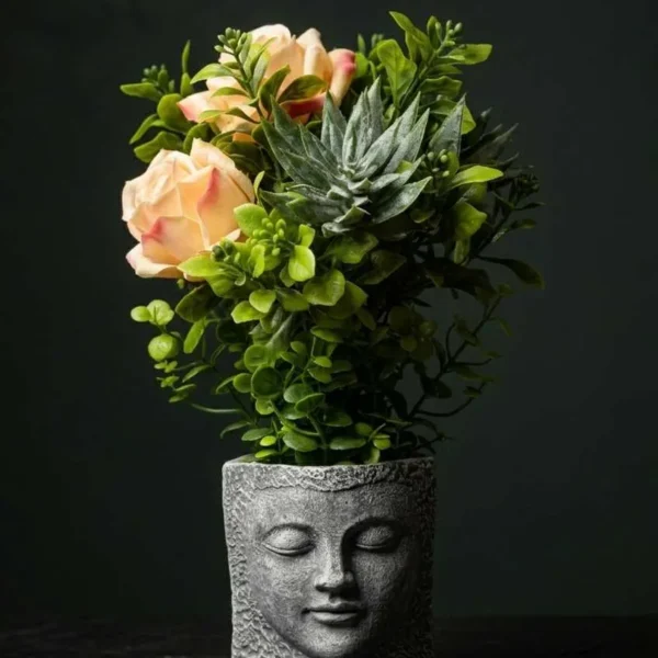 Elivera Serenity Face Planter - White Rose Stone Pot