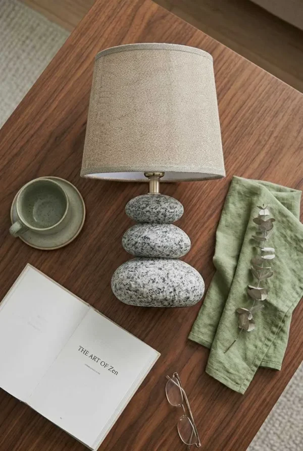Elivera Stacked Stone Ceramic Table Lamp
