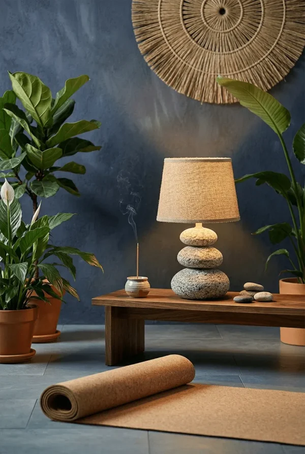 Elivera Stacked Stone Ceramic Table Lamp