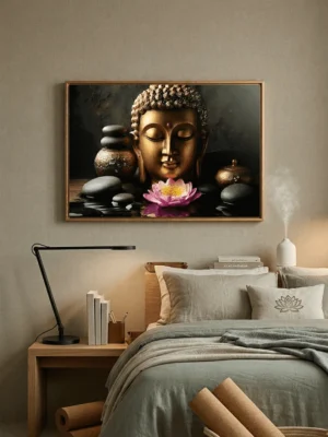 Elivera Stone Finish Buddha Canvas Wall Art – Zen Peace and Mindfulness Décor 2