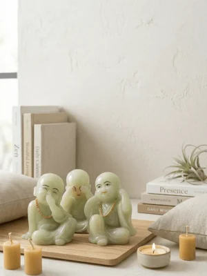 Elivera Three Wise Monks Sculpture Set – Symbol of Mindfulness, Positivity and Inner Peace 2