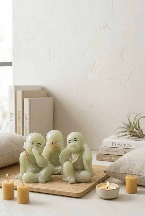 Elivera Three Wise Monks Sculpture Set - Symbol of Mindfulness, Positivity and Inner Peace