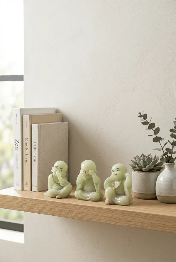 Elivera Three Wise Monks Sculpture Set - Symbol of Mindfulness, Positivity and Inner Peace