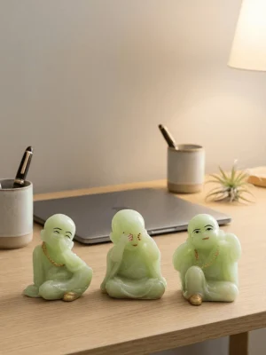 Elivera Three Wise Monks Sculpture Set - Symbol of Mindfulness, Positivity and Inner Peace