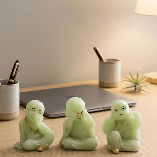 Elivera Three Wise Monks Sculpture Set - Symbol of Mindfulness, Positivity and Inner Peace