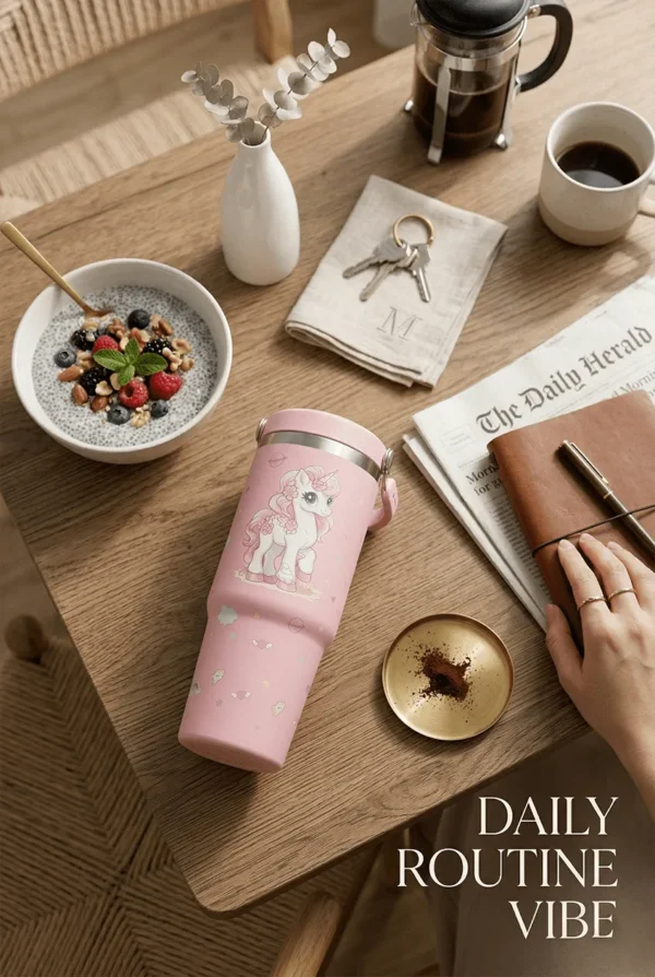Elivera Unicorn Travel Coffee Mug - Cute Insulated Sipper for Kids and Gifting