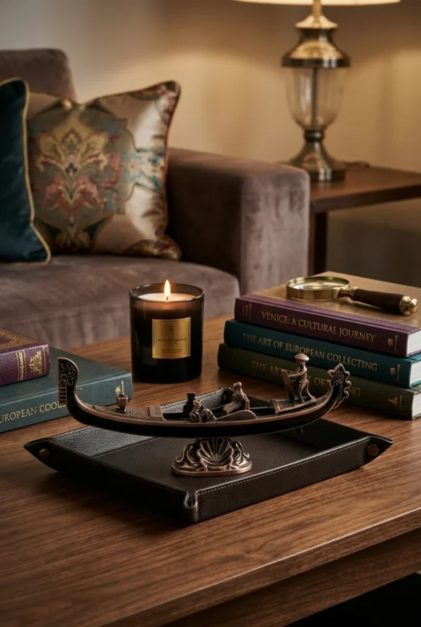 Elivera Venetian Gondola Boat Décor - Artistic Metallic Tabletop Accent for Elegant Spaces gold