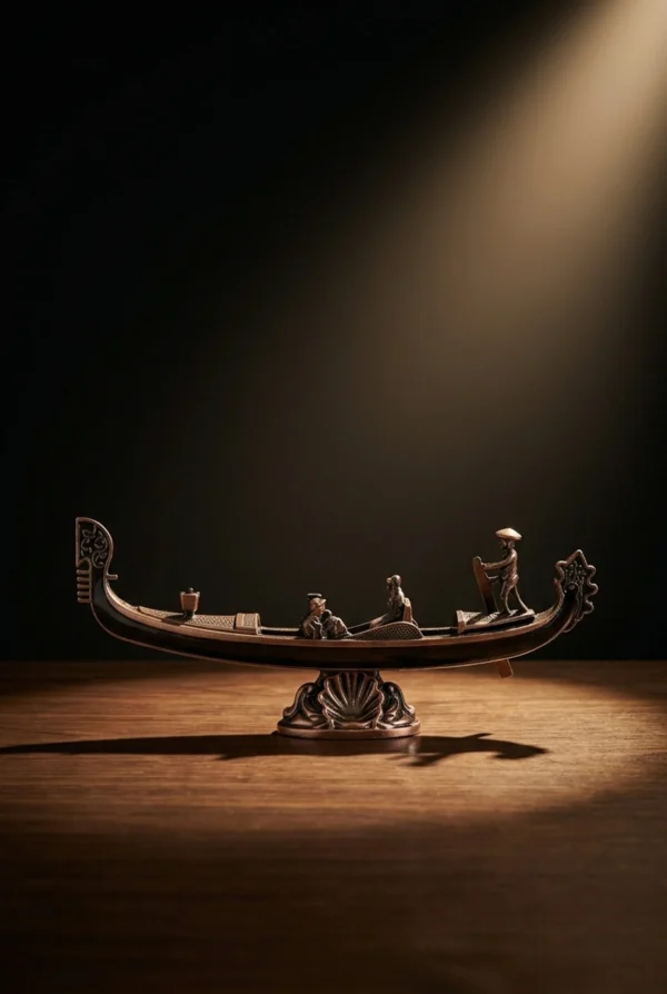 Elivera Venetian Gondola Boat Décor - Artistic Metallic Tabletop Accent for Elegant Spaces gold