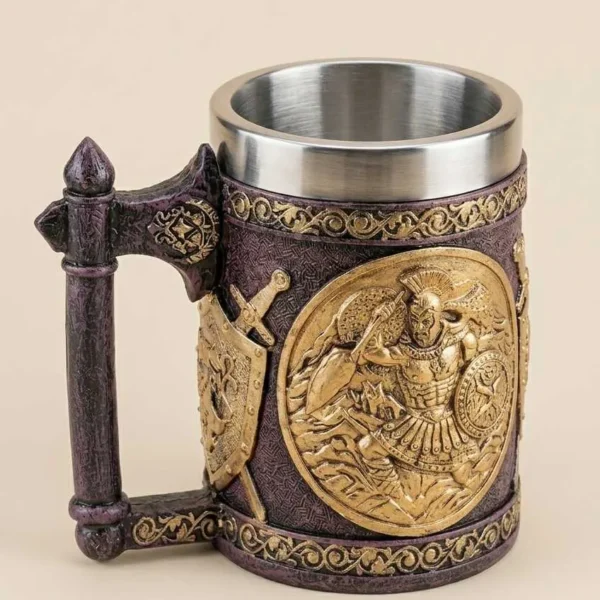 Elivera Warrior Shield Vintage Mug - Stainless Steel Inner Decorative Beer Mug