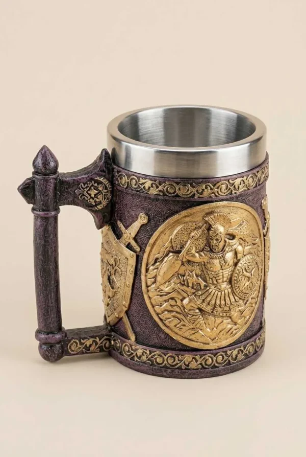 Elivera Warrior Shield Vintage Mug - Stainless Steel Inner Decorative Beer Mug