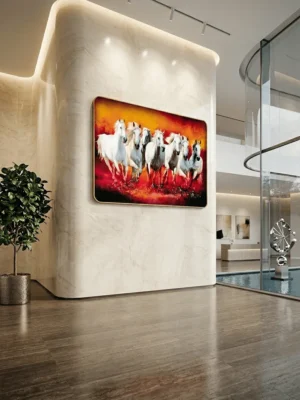 Elivera White Running Horses Sunset Canvas – Symbol of Power and Momentum 2
