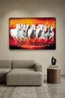 Elivera White Running Horses Sunset Canvas - Symbol of Power and Momentum