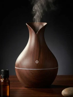 Elivera Wooden Aroma Diffuser - Vase Design Mist Humidifier with LED