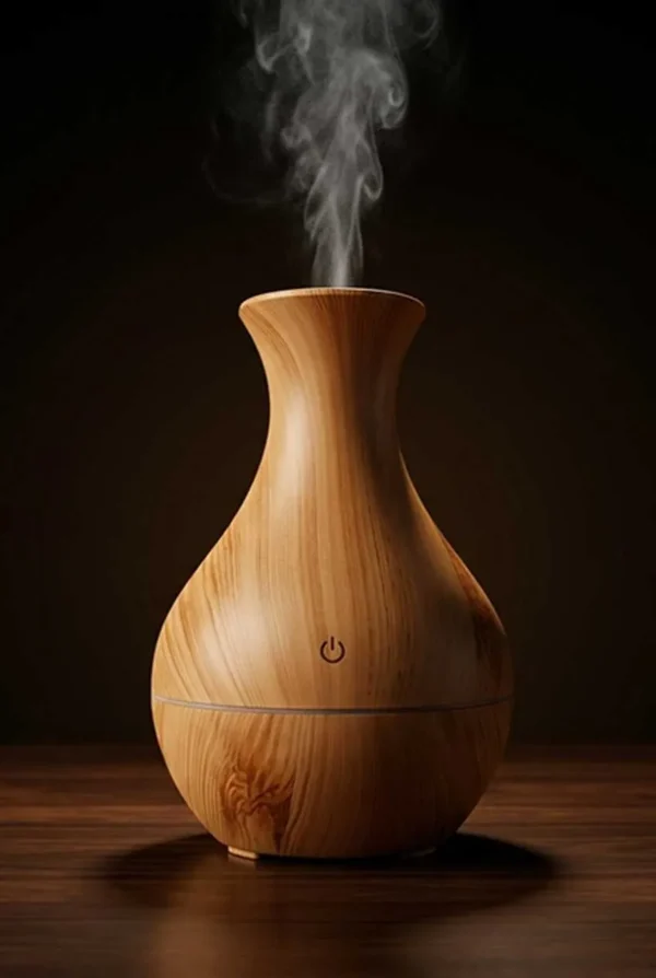 Elivera Wooden Aroma Diffuser - Vase Design Mist Humidifier with LED