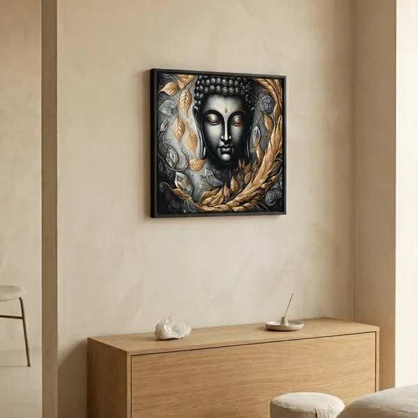 Elivera Wooden Tone Buddha Canvas Wall Art - Calm and Minimal Spiritual Décor