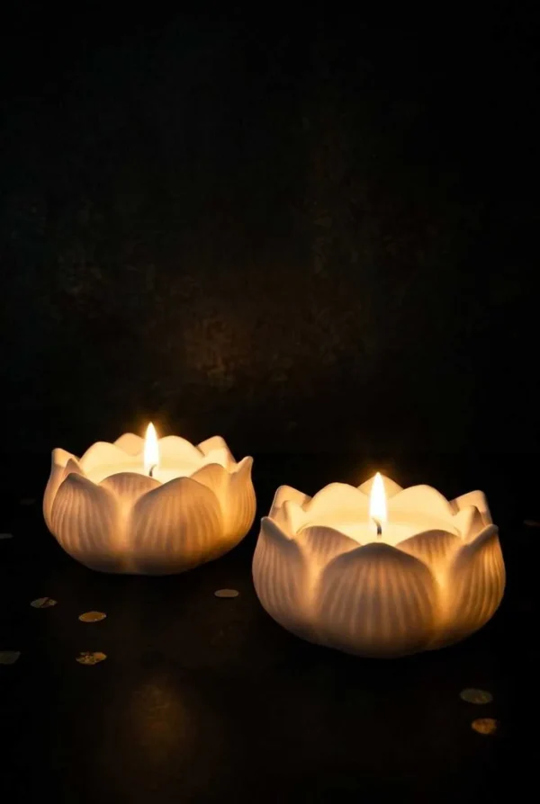 Scented Candles Ceramic Flower (Pack of 2)