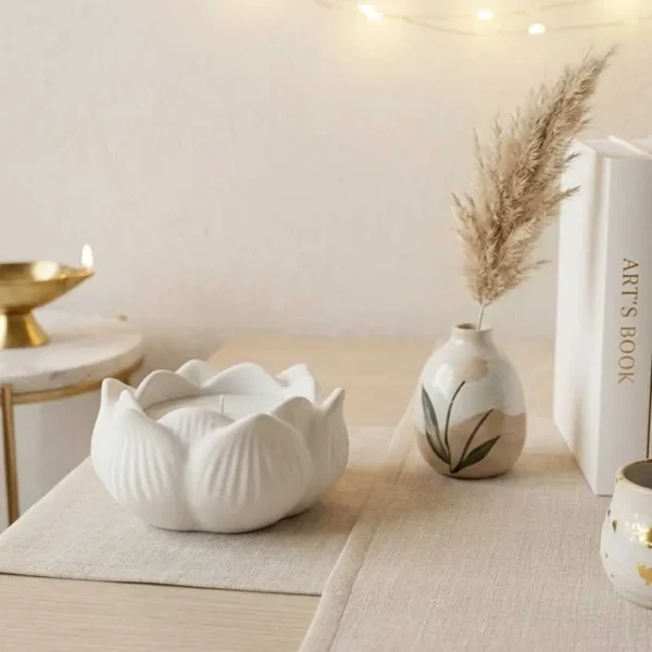 Scented Candles Ceramic Flower (Pack of 2)