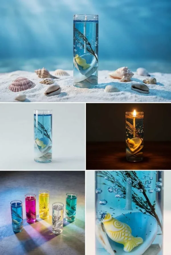 Elivera Ocean Jelly Tube Candle Set (Pack of 2)
